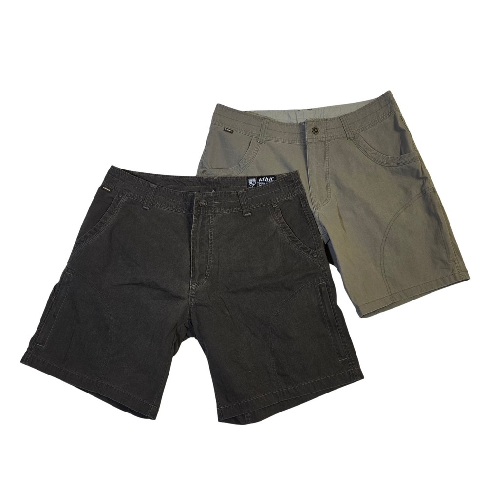 Kuhl Cargo Shorts 33 Green Grey Mens Utility Hiking Outdoor Excellent